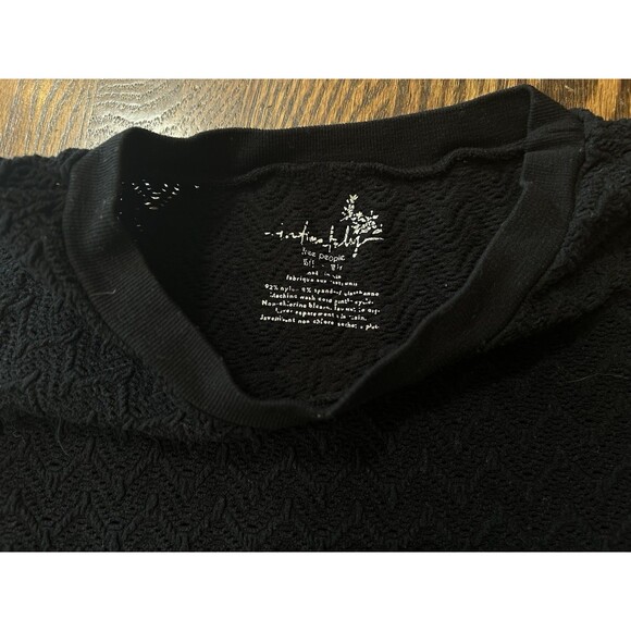 Intimately Free People Long Sleeve Mesh Ribbed Shirt Black Size XS/S‎ - Picture 3 of 5
